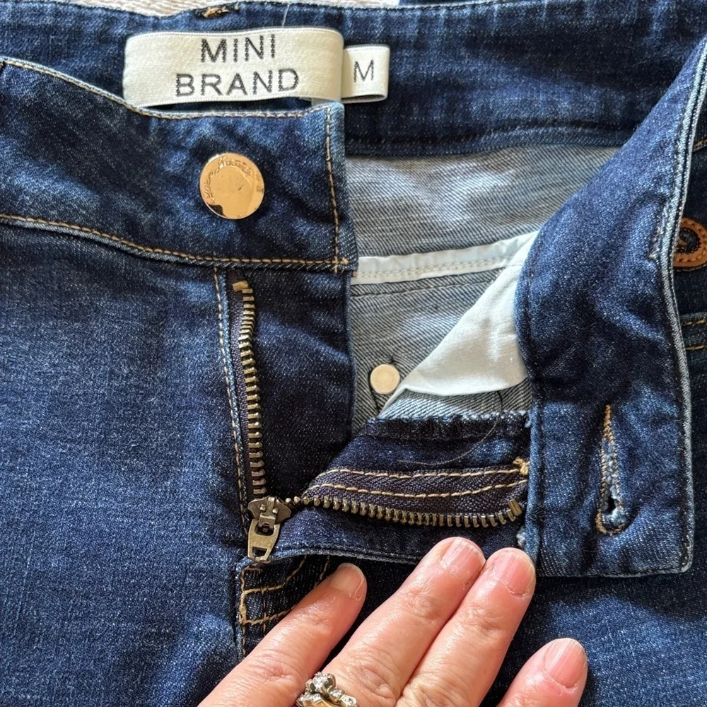 Mini Brand Womens Blue Skinny Ankle Jeans Leather Crystal Accents Gently Loved M - Picture 11 of 12